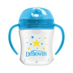 Dr. Brown's 180 ml Silikon Su Oluklu Alıştırma Bardağı Mavi Yıldız Desenli