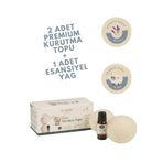Dr. Lavender %100 Merinos Yünü XL Boy Çamaşır Kurutma Topu 50 GR.+ Esansiyel Yağ 10 ML + Lavanta Kesesi Hediyeli