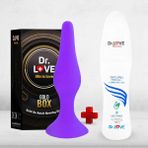 Dr. Love 11.5 Mor Silikon Orta Boy Anal Plug + Dr. Love