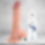 Dr. Love 19,4 cm Testisli Vantuzlu Dildo Vibratör Melez Rengi + Dr. Love