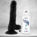 Dr. Love 19,4 Cm Testisli Vantuzlu Dildo Vibratör Siyah + Dr. Love
