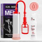 Dr. Love Dream Pump King Power Süper Vakum Kırmızı Penis Pompası + Vajina Başlık - 1