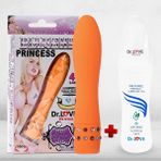 Dr. Love Güçlü Titreşimli Mini Vibratör Dildo Pırlanta Desenli Turuncu + Dr. Love - 1