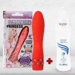 Dr. Love Güçlü Titreşimli Mini Vibratör Pırlanta Desenli Kırmızı Dildo + Dr. Love - 1