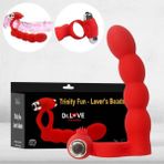 Dr. Love Kırmızı Titreşimli Penis Halkası Boğumlu Sessiz Uşak