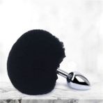 Dr. Love Metal Anal Plug Tıkaç Siyah Pompon