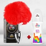 Dr. Love Metal Anal Plug Tıkaç,kırmızı Ponpon Kuyruklu + Relax