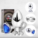 Dr. Love Yetişkinler Için Mavi Kalp Taş Desenli Metal Anal Plug Tıkaç - yok