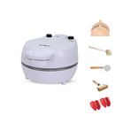 Dr.Maya® Minik Şef Seti | 6 parça | Multi (lahmacun) Taş Fırın Makinesi + 5 Farklı Mutfak Gereci (Beyaz)