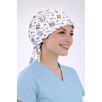 Dr. Mitra Cerrahi Bone Medikal Doktor Hemşire Hastane Bonesi Unisex -Beyaz Makas