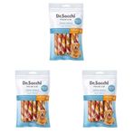 Dr.Sacchi Premium Tavuk Sargılı Çift Renkli Sığır Derisi Burgu Çubuk Tahılsız Köpek Ödülü 5" 12 Gr 10'lu (3 paketi)