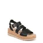Dr. Scholl's Kadın Once Twice Espadrille Platform Kama Sandalet, Siyah/Mantar, 10