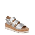 Dr. Scholl's Shoes Kadın Once Twice Espadrille Platform Kama Sandalet, Gümüş Metalik/Mantar, 8