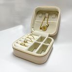 DR.SHOES Takı Organizer Kutusu - Seyahat Aksesuar Çantası Düzenleyici-Pudra Pembesi-Yerli Üretim-11x11x7 cm (Krem)