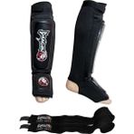 Dragon 40606 Kick Boks Ayak Kaval Koruyucu + Siyah Bandaj Seti 2’li Set - L - XL