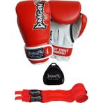 Dragon Attack 5 Boks Eldiveni Seti Boks Eldiveni Bandaj ve Dişlik 3’lü Set - 10 oz - Kırmızı
