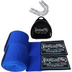 Dragon Boks Bandajı Elastik Bandaj (Çift) ve Dragon Dişlik 2'li Set - Standart - Mavi