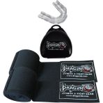 Dragon Boks Bandajı Elastik Bandaj (Çift) ve Dragon Dişlik 2'li Set - Standart - Siyah