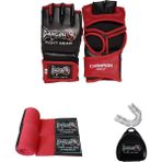 Dragon Do 30251 Mma Eldiven , Bandaj ve Dişlik Üçlü Koruma - Gloves Giftoom Mma , Kickboks , Boks - Kırmızı