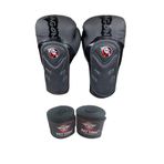 Dragon Do Tepito Boks Kıck Muay Thai Eldiveni Ve Bat 2000 Bandaj 2'Li Set Siyah Mat 14 Oz