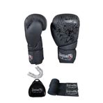 Dragon Do Yakuza Kick Boks Eldiveni Muay Thai 3 5Metre Bandajı Şeffaf Dişlik Siyah 12 Oz,GS-YKZ0312OZ
