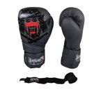 Dragon Do Yakuza Kick Boks Eldiveni Muay Thai Ve Bandajı 2'Li Set Siyah 12 Oz,DRGYAKUZA12