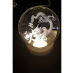 Dragon Ejderha 3D Led Işık Cam Küre Tek Renk Gece Lambası Feng Shui 8 cm Mega Boy Koruyucu