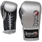 DragonDo 30382-P Profi Bağcıklı Profesyonel Boks Eldiveni Kıck boks Muay Thai Boxing Gloves (10 Oz, GRİ)