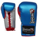 DragonDo 30382-P Profi Bağcıklı Profesyonel Boks Eldiveni Kıck boks Muay Thai Boxing Gloves (16 Oz, MAVİ)