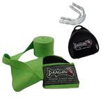 Dragondo 3,5 Metre Yesil Boks Bandaj Ve Seffaf Dislik Set Boks Seti