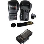 Dragondo Attack 6 Boks Eldiveni Muay Thai Kick Boks Eldiveni Bandaj Dişlik ve Taşıma Çantalı Set - Siyah - 12 oz