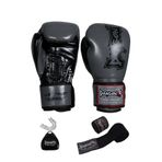 Dragondo Attack Boks Eldiveni Kick Boks Muay Thai Gri Boks Eldiveni Bandaj Ve Dişlik 3'lü Set