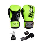 Dragondo Attack Boks Eldiveni Kick Boks Muay Thai Yeşil Boks Eldiveni Bandaj Ve Dişlik 3'lü Set