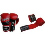 Dragondo Attack Boks Eldiveni ve Boks Bandaj 2 Li Set Kick Boks Muaythai Boks Eldiveni - Kırmızı - 8 oz