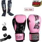 DragonDo Dragon Attack 5 Plus Profesyonel Boks Eldiveni 4'lü Set Boks Eldiveni Kaval Koruyucu Bandaj Dişlik - Pembe - 8 oz