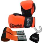 DragonDo DragonDo Kunuri Profesyonel Boks Eldiveni 3,5 Metre Bandaj ve Dişlik Set Boks Seti - Turuncu - 12 oz
