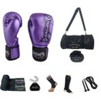 DragonDo Gifttoom, Kıck Boks Sporcu Çantalı Antrenman Seti Boxing Gloves, Dragon Favela Boks Eldiveni ve Ekipmanı - Mor - 12 oz