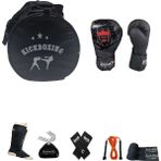 DragonDo Gifttoom, Kıck Boks Sporcu Çantalı Antrenman Seti Boxing Gloves, Dragon Yakuza Boks Eldiveni Seti - Siyah - 12 oz
