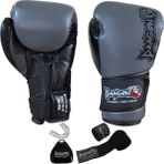 Dragondo Kunuri Kickboks Muaythai Müsabaka Antreman Dragon Boks Eldiveni Bandaj ve Dişlik 3'lü Set - Gri - 12 oz