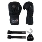 Dragondo La Noche Boks Eldiveni Seti Kick Boks Muay Thai Eldiveni ve 3,5 Mt Elite Elastik Bandaj ve Dişlik 3 lü Set