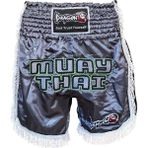 Dragondo MT3020 Apache Muaythai Şort Antrasit Püsküllü Şort Nakışlı Muay Thai Şortu - XL