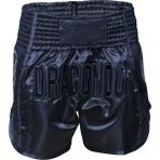 DragonDo MT3030 Dark Night Muaythai Şortu Kick Boks Şortu Parlak Saten Kumaş ile Hafif ve Hızlı Kuruma - Siyah