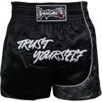DragonDo MT3408 Trust Yourself Siyah Muay Thai Kick Boks Şortu L Beden Özel Tasarım Yırtmaçlı