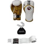 DragonDo Tepito Boks Eldiveni Suni Deri Malzemeden Üretilmiş Kick Boks ve Muay Thai İçin Özel Tasarım - Beyaz - 12 oz