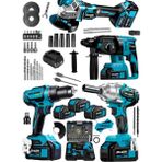 Dragro Alman 4x2 Pro 128 V 4'lü Set Kırıcı Delici Somun Sıkma Taşlama Makinesi Matkap 3 Akülü
