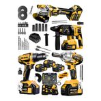 Dragro Alman 4x3 Pro 128 V 4'lü Set Kırıcı Delici Somun Sıkma Taşlama Makinesi Matkap 3 Akülü