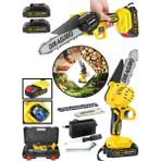 Dragro Alman Pro 128 Vf 10AH Akülü Dal Kesme Budama Testere Bıçkı Makinesi Çift Akülü 15 cm Yedek Zincirli Yellow