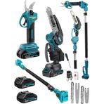 Dragro DRG-128mt Kırmızı Kömürsüz 21 V 3 Ah 2 Metre Teleskopik Uzatma Akülü Bağ Dal Budama Kesme Makası Makinesi