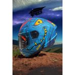 Draken Dınotoon C7 Matt Blue. ''2 Vizörlü'' + ''sticker'' Mat Motosiklet Kapalı Kask - 2XL - Mavi
