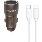 Dramex DC30t 3.1A 30W PD Q.C. 3.0 1 mt Type-C Kablolu 1XType-C+1Xusb-A Port Çıkışlı Hızlı Kahverengi Araç Şarj Cihazı